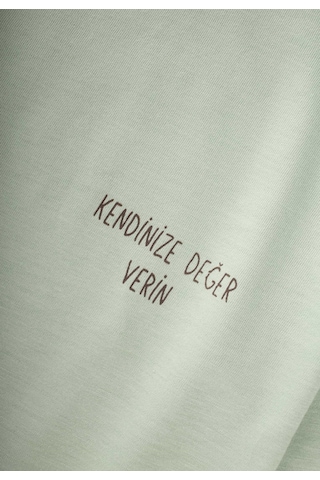 Cigit Sloganlı Uzun Kollu T-shirt 2-10 Yaş Su Yeşili Su Yeşili