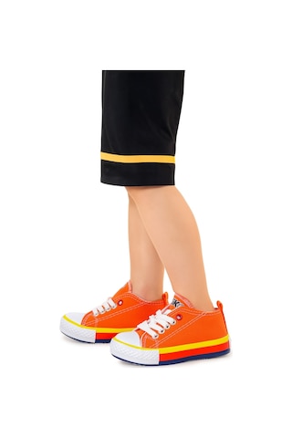 Kiko Kids Tinna Bağcıklı Erkek Bebek Keten Spor Ayakkabı Turuncu