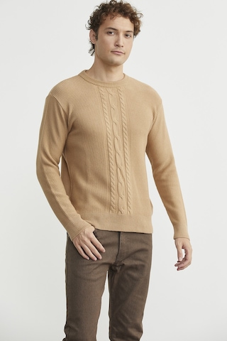Sementa Motif Detaylı Bisiklet Yaka Triko Kazak - Kamel CAMEL