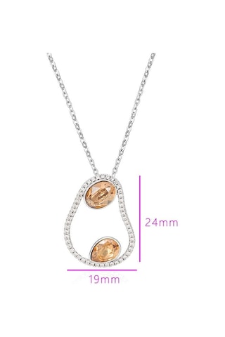 Zirkon Taşlı Damla Detaylı Asimetrik Platin Kaplama Kadın Kolye Silver