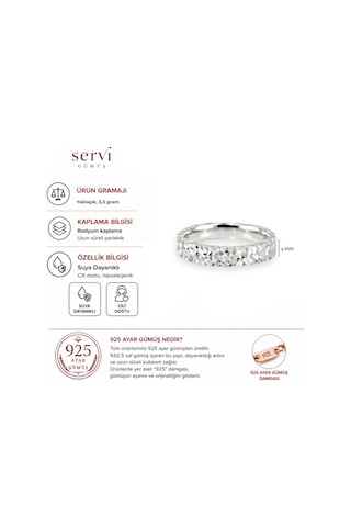 Servi 925 Ayar Gümüş Çekiç Dokulu Alyans Yüzük-410