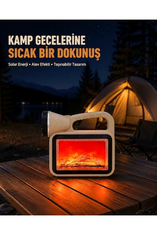Alev Efektli Solar Lamba Cob Işıklı Taşınabilir Bahçe Kamp Aydınlatma Aklby-bsva58