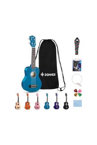 Donner Dus-10b Soprano Ukulele Seti Mavi