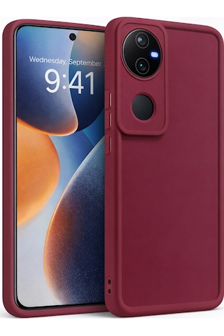 Vivo V50 Uyumlu Kamera Çıkıntılı Mat Silikon Telefon Kılıfı Bordo