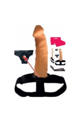 Erofoni Ucu 8 CM Dolgulu İçi Boş 20 CM Realistik Belden Bağlamalı Strapon Takma Protez Penis