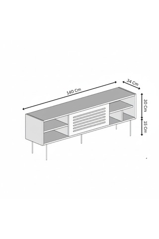 Umay 140 Cm Tv Ünitesi 100% Mdf Metal Ayak Beyaz
