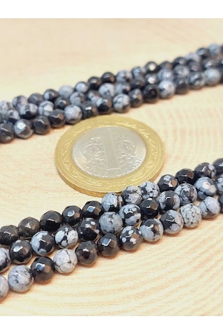 Bileklik Boy Kar Tanesi Obsidyen Taşı Yarım Dizi Faset Kesim 4-4.5mm Aralığı 18cm Uzunluğundadır Çok Renkli