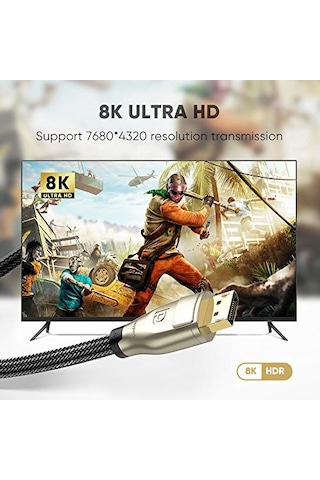 8k 60hz 4k 144hz V1.4 Displayport Görüntü Ve Ses Aktarım Kablosu 1 Metre Diğer