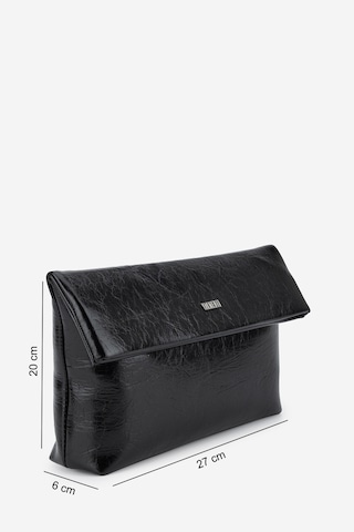 Valmenti Kadın Suni Deri Siyah Kırışık Rugan Clutch Çanta 921 7484 Bn Cnt Sk26-27 Sıyah Krsk Rgn Siyah Rugan