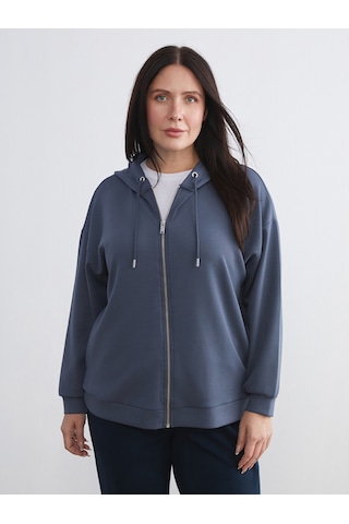 Lcw Everyday Antrasit Kapüşonlu Oversize Kadın Fermuarlı Sweatshirt