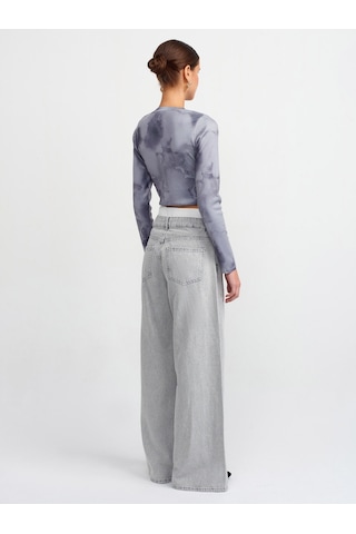 Dilvin Boxer Detaylı Gri Denim Pantolon Gri