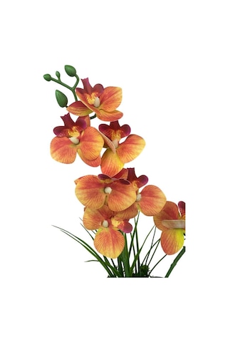 Yapay Çiçek Somon Islak Orkide Gold Metal Saksıda Saksıda Orkide 50cm