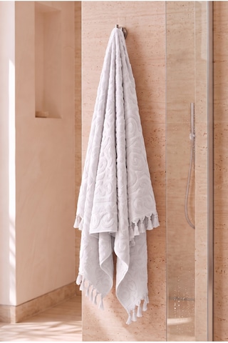 Bağlamalı Banyo Havlusu %100 Pamuk, 70x140 Cm, Jakarlı Duş, Vücut, Plaj Havlusu Dayanıklı, Hızlı Kuruyan Krem