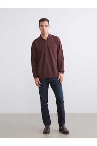 Lcwaıkıkı Classic Bordo Polo Yaka Uzun Kollu Erkek Sweatshirt