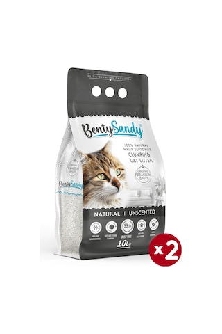 Benty Sandy Natural Kokusuz İnce Topaklaşan Bentonit Kedi Kumu 2 x 10 L