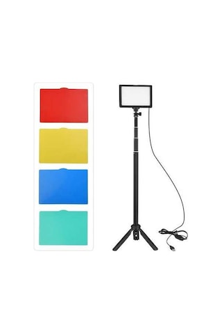 Fastbuy Usb Led Işık Seti, 3200k-5600k, 14 Seviye Parlaklık, 148cm Ayarlanabilir Tripod, 5 Renk Filtre, Soğuk Ayaklı Genişlet