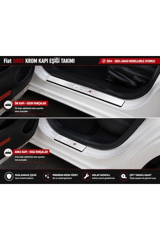 Fiat 500x Krom Kapı Eşiği Takımı 2014 - 2024 Arası Paslanmaz Çelik Fıat500xkkeşk00000.