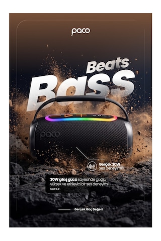 Dossimo Paco 30w Güçlü Ses Bt Aux Usb Tf Card Çoklu Bağlantılı Suya Dayanıklı Speaker Hoparlör Ses Bombası