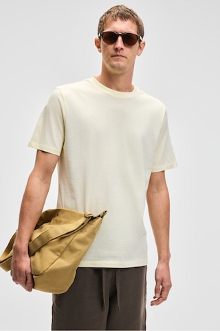 Grimelange Mocassın Erkek %100 Pamuk Relaxed Fit Yuvarlak Yaka Kısa Kollu Sarı T-shirt