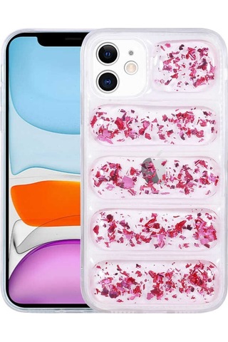Apple Uyumlu iPhone 11 Kamera Korumalı Simli Airbag'li Zore Dalga Kapak