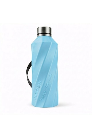 Mottopi Soğutucu Saplı Termos 1 L Cooling Bottle Dondur Doldur Soğut, Buzsuz Soğuk Su Termosu, Soğutucu Şişe, Taşınabilir Sıvı Soğutucu Açık Mavi