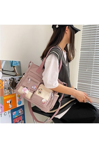 Pembe Su Geçirmez Kadın Çanta Omuzdan Askili Çanta Bayan Askılı Çanta Oxford Crossbody Çanta Tote Kitap Çanta Kızlar İçin Satchels Pembe
