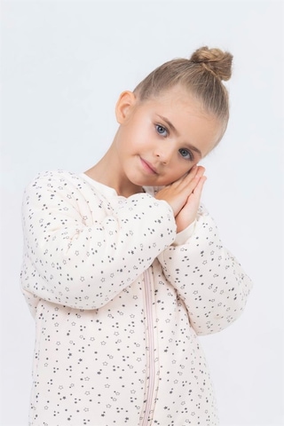 Kız Erkek Çocuk Kalın Elyaf Dolgulu Premium Kalite 2.5 Tog Desenli Uyku Tulumu Açık Pudra