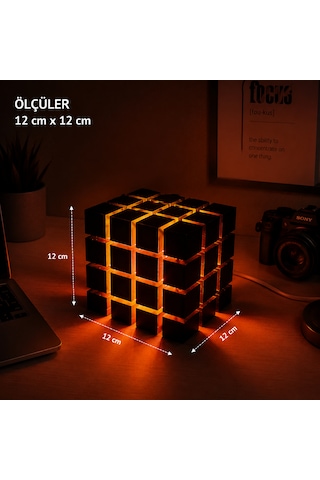 Shadow Cube Masa Lambası Usb Bağlantılı Siyah - Turuncu
