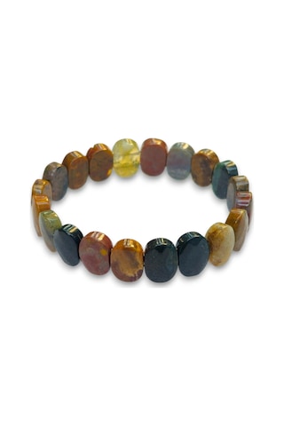 Faset Kesimli Ocean Jasper Bileklik Elastik Yapılı 529-1 Çok Renkli