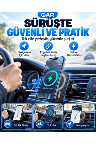 15w Manyetik Kablosuz Araç Şarj Cihazı Havalandırma Izgarasına Takılan Güçlü Mıknatıslı Telefon Tutucu Araç İçi Kablosuz Şarj Standı