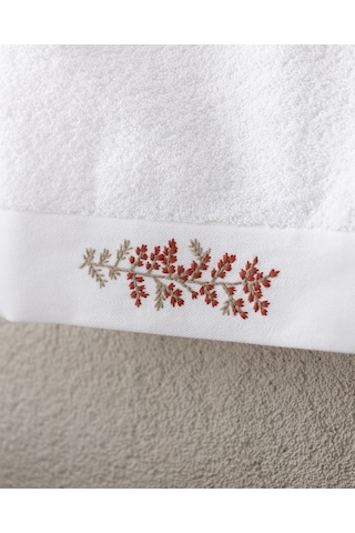 Slyvia Nakışlı %100 Pamuk Yüz Havlusu - Beyaz - 50x76 Cm 8684427212288 Beyaz