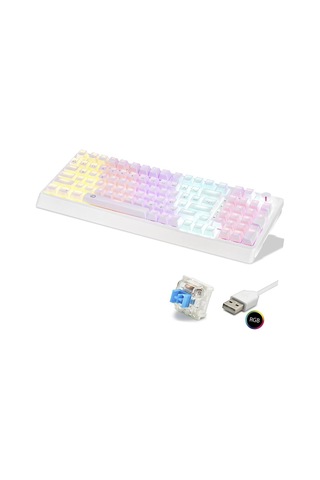 Mekanik Klavye 104 Tuş Blue Switch Rgb - Beyaz G500xw Evimdeyokyok