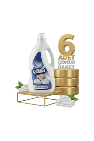 Safia Bitkisel Sıvı Çamaşır Makine Deterjanı Beyazlar 6x3 Lt 3 L