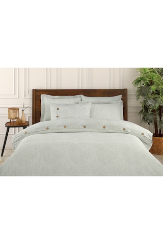 Özdilek Sadem Organik Soft Linen King Size Saten Nevresim Takımı Krem