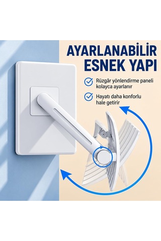 Klima Rüzgar Yönlendirici Deflektör Ayarlanabilir Klima Hava Yönlendirici Panel, Delmesiz Kurulum, Klima Üfleme