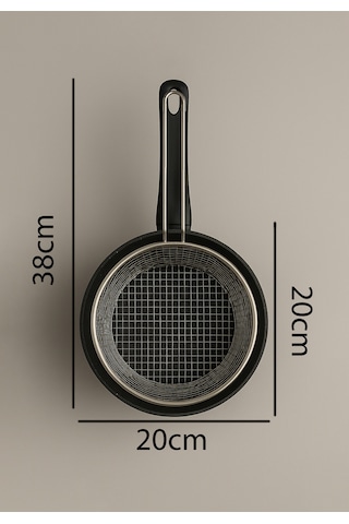 Polochef Melda Granit Kızartma Tavası 20cm Patates Kızartma Fritöz Telli Siyah