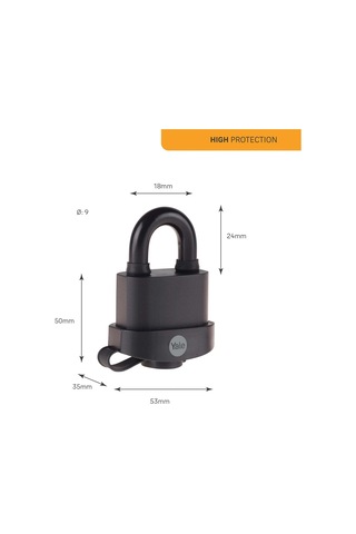 Yale Y220b/51/118/1-51mm Pvc Kaplamalı Marin Asma Kilit - Yüksek Koruma - Çift Kilitleme - Sertleştirilmiş Çelik H