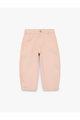 Koton Beli Lastikli Cepli Pamuklu Rahat Kesim Kadife Pantolon Pembe 7wmg40037aw Gül