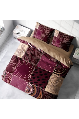 Monohome Patchwork 3D Pamuk Saten Çift Kişilik Nevresim Takımı Çok Renkli