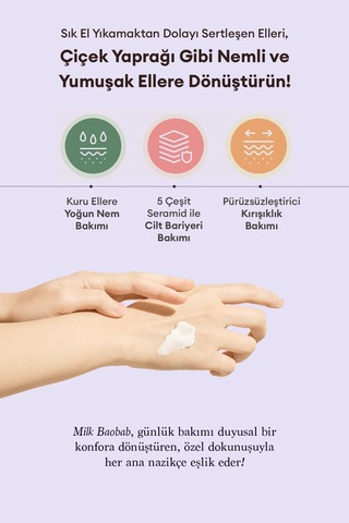 Yaşlanma Karşıtı Yumuşatıcı Parfümlü El Kremi Mılk Baobab Blooming Perfume Hand Cream Baby Powder