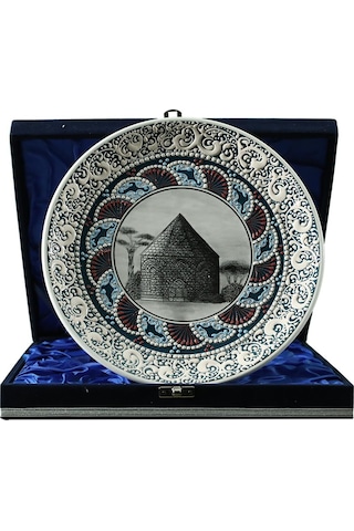 E38 El İşçiliği Çini Tabak Kümbet 25 Cm - 6415