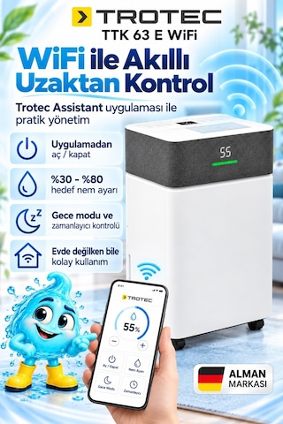Trotec Nem Alma Cihazı Ttk 63 E Wifi Beyaz - Gri