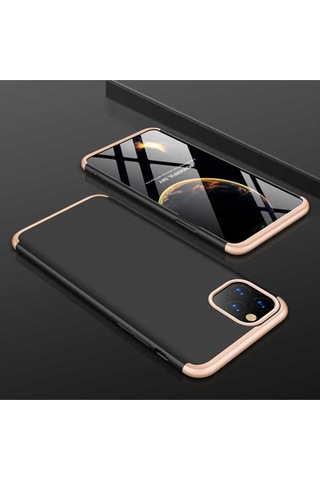 Apple Uyumlu iPhone 11 Pro Max Kılıf Zore Ays Kapak Siyah-gold