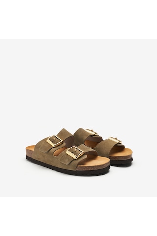 Planet Terlik Kadın 17b8 Frau Suede Double-strap Sliders Bej