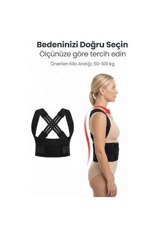 Dik Duruş Korsesi Çapraz Sırt Detaylı, Kamburluk Önleyici, Sırt Omuz Destekli, Ayarlanabilir Cırtlı Unisex