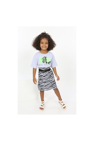 Toontoy Kız Çocuk Zebra Baskılı Elbise Mavi