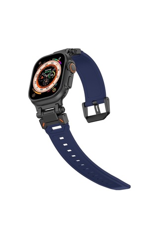Novahub İos Watch Uyumlu Serisi 9 45mm Koruma Bandı Explorer Tpu Saat Bant Siyah Mavi