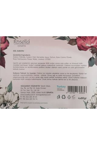 Rosella El Yapımı Gül Özlü Sabun 80x4 320gr