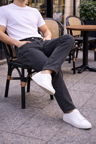 Cedy Denim Dar Paça Erkek Yüksek Bel Kot Pantolon - Salaş Mom Jean C333 Antrasit