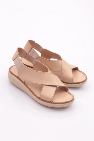 Dgn 317 Kadin Arkasi Lastikli Sandalet 317-2132-R0152 Bej